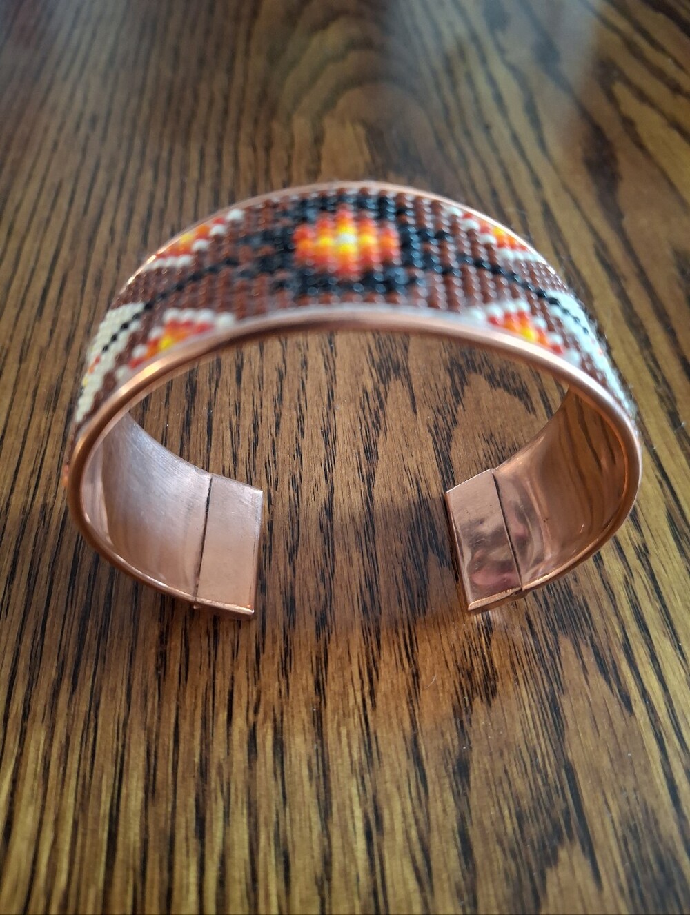 Cuff Copper Beaded Native Design - Picture 3 of 4